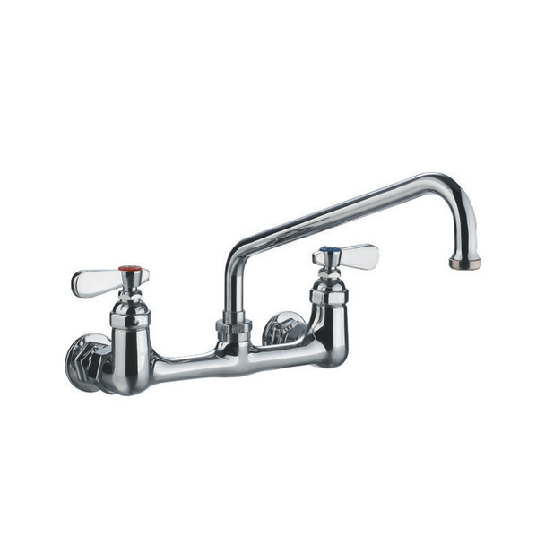 Whitehaus Heavy Duty Wall Mount Utility Faucet With An Extended Swivel Spout And Lever Handles - WHFS9814-08-C