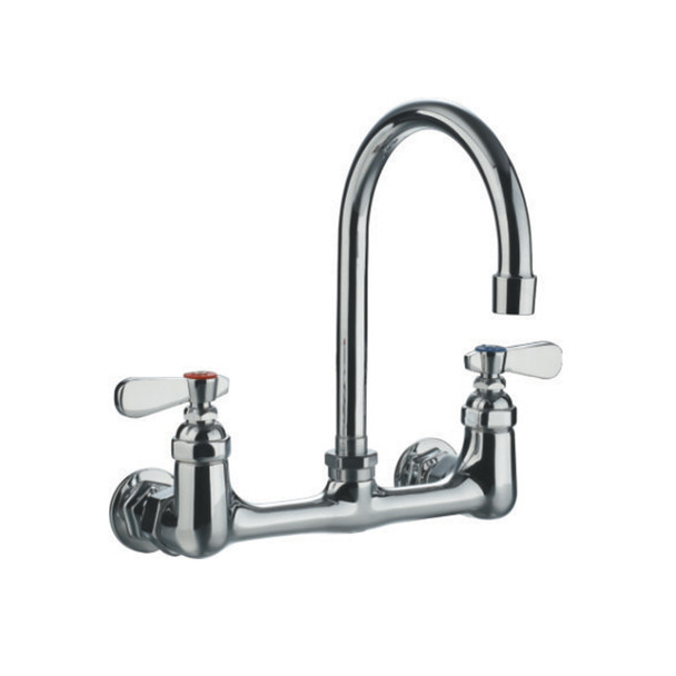 Whitehaus Heavy Duty Wall Mount Utility Faucet With A Gooseneck Swivel Spout And Lever Handles - WHFS9814-P4-C