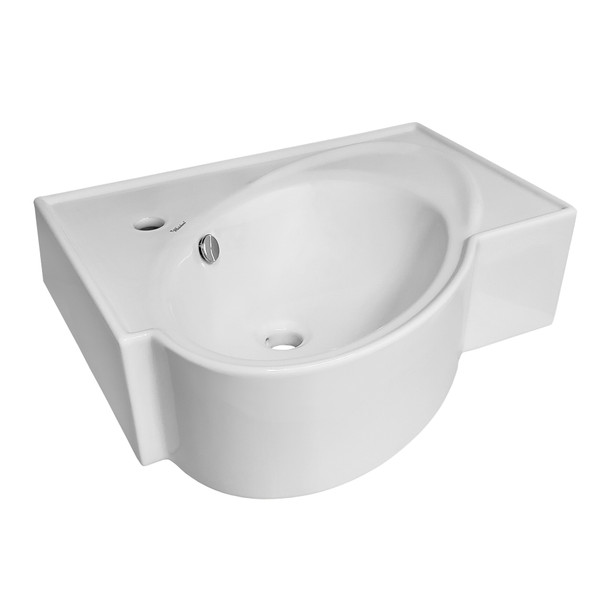 Whitehaus Isabella Collection Rectangular Wall Mount Bathroom Basin With An Integrated Oval Bowl - WHKN1129