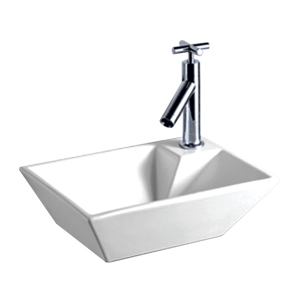 Whitehaus Isabella Collection Rectangular Wall Mount Basin With A Right Offset Single Faucet Hole - WHKN1142