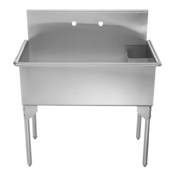 Whitehaus Pearlhaus Brushed Stainless Steel Large, Single Bowl Commerical Freestanding Utility Sink - WHLS3618-NP