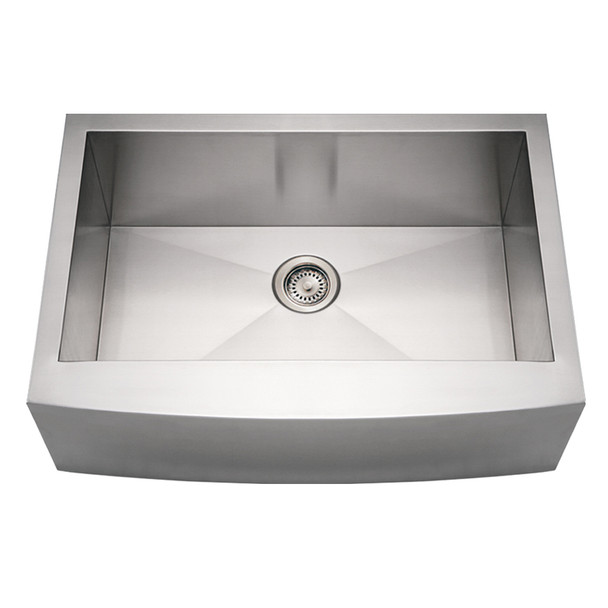 Whitehaus Noah'S Collection Brushed Stainless Steel Commercial Single Bowl Sink With An Arched Front Apron - WHNCMAP3021