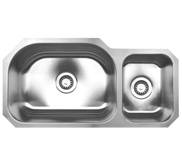 Whitehaus Noah'S Collection Brushed Stainless Steel Double Bowl Undermount Sink - WHNDBU3317