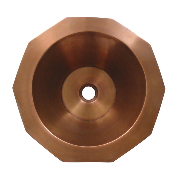 Whitehaus Copperhaus Decagon Shaped Above Mount Copper Bathroom Basin With Smooth Texture And 1 1/2" Center Drain - WHOCTDWV16-OCS