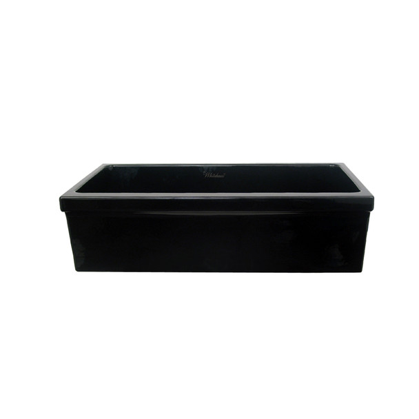 Whitehaus Farmhaus Fireclay Quatro Alcove Large Reversible Sink With Decorative 2 1/2" Lip On One Side - WHQ536-BLACK