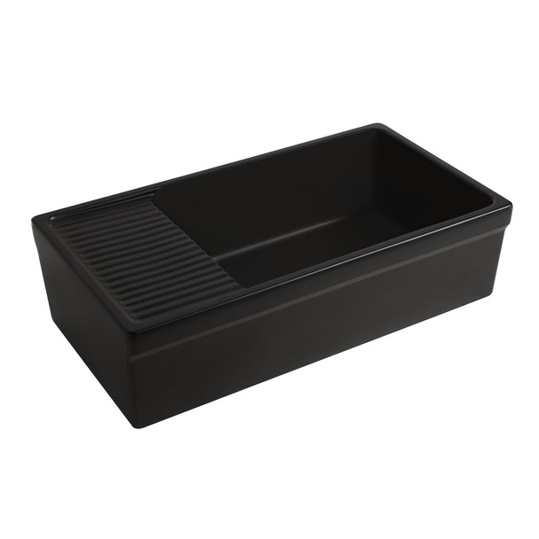 Whitehaus Farmhaus Quatro Alcove Large Reversible Matte Fireclay Kitchen Sink - WHQD540-M-BLACK