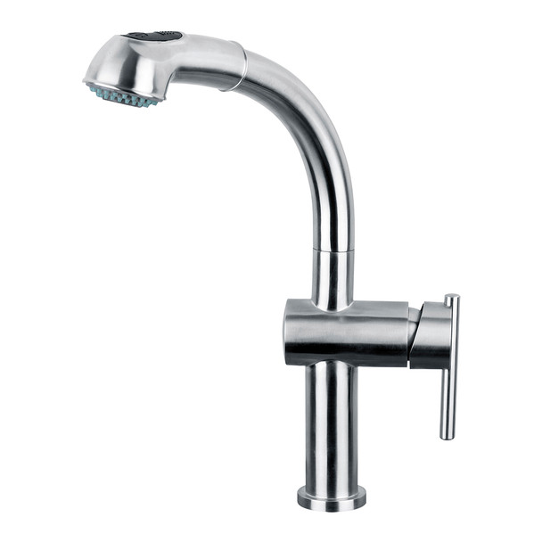 Whitehaus Waterhaus Lead Free, Solid Stainless Steel Single-Hole Faucet With Pull Out Spray Head And Solid Lever Handle - WHS1991-SK-BSS