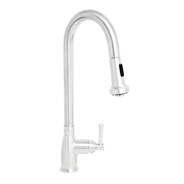 Whitehaus Waterhaus Lead Free Solid Stainless Steel Single-Hole Faucet With Gooseneck Swivel Spout - WHS6800-PDK-PSS