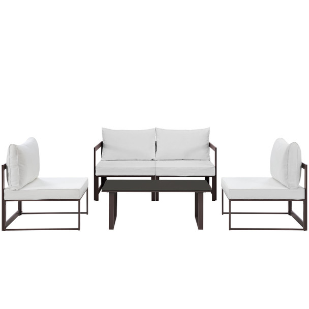 Modway Fortuna 5 Piece Outdoor Patio Sectional Sofa Set EEI-1724-BRN-WHI-SET Brown White