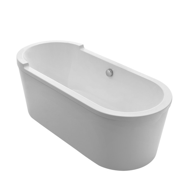 Whitehaus Bathhaus Oval Double Ended Single Sided Armrest Freestanding Lucite Acrylic Bathtub With Pop-Up Waste And Center Drain - WHVT180BATH