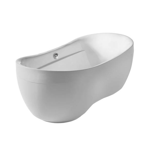 Whitehaus Bathhaus Oval Double Ended Lucite Acrylic Freestanding Bathtub With Curved Rim And a Pop-Up Waste And Chrome Center Drain - WHYB170BATH
