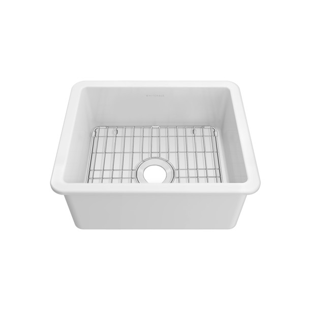 Whitehaus Undermount/Drop-In Fireclay Kitchen Sinks, Stainless Steel Grid Included - WHUF2418