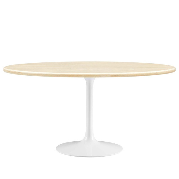 Modway Lippa 60 Oval Artificial Travertine Dining Table - EEI-6757-WHI-TRA