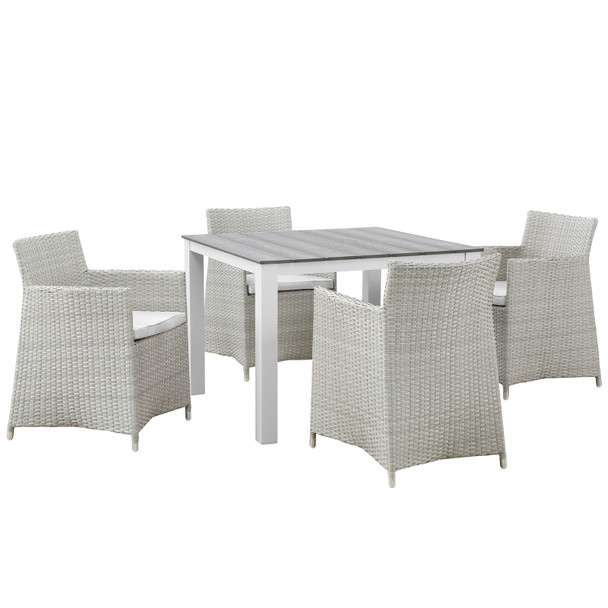 Modway Junction 5 Piece Outdoor Patio Dining Set EEI-1744-GRY-WHI-SET Gray White