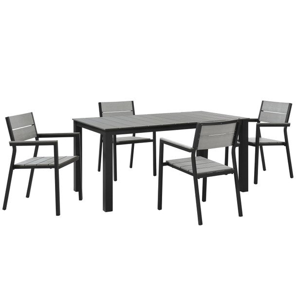 Modway Maine 5 Piece Outdoor Patio Dining Set EEI-1747-BRN-GRY-SET Brown Gray