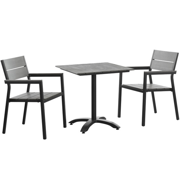 Modway Maine 3 Piece Outdoor Patio Dining Set EEI-1759-BRN-GRY-SET Brown Gray