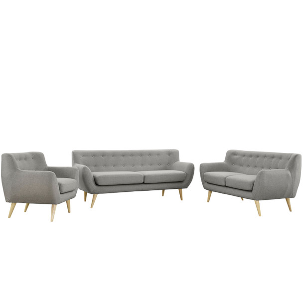 Modway Remark 3 Piece Living Room Set EEI-1782-LGR-SET Light Gray