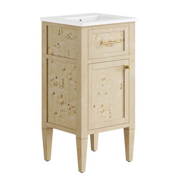 Modway Elysian 18" Wood Bathroom Vanity - EEI-6435-WHI-BUR