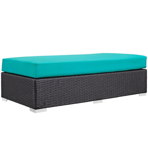 Modway Convene Outdoor Patio Fabric Rectangle Ottoman EEI-1847-EXP-TRQ Espresso Turquoise