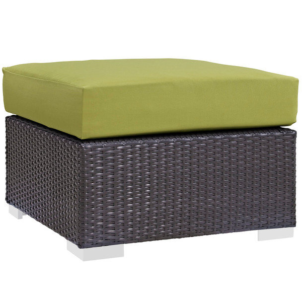 Modway Convene Outdoor Patio Fabric Square Ottoman EEI-1911-EXP-PER Espresso Peridot