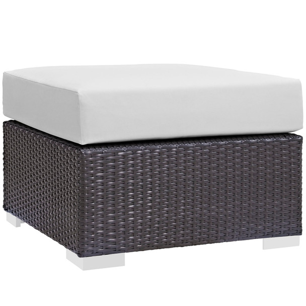 Modway Convene Outdoor Patio Fabric Square Ottoman EEI-1911-EXP-WHI Espresso White