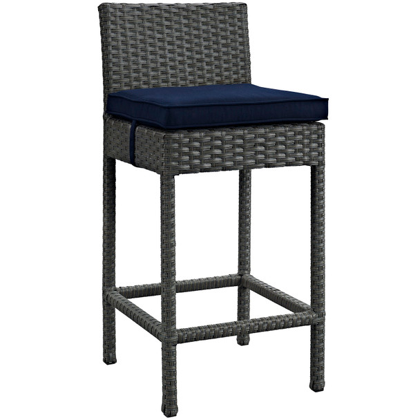 Modway Sojourn Outdoor Patio Sunbrella® Bar Stool EEI-1957-CHC-NAV Canvas Navy