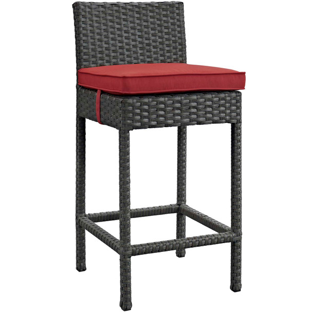 Modway Sojourn Outdoor Patio Sunbrella® Bar Stool EEI-1957-CHC-RED Canvas Red