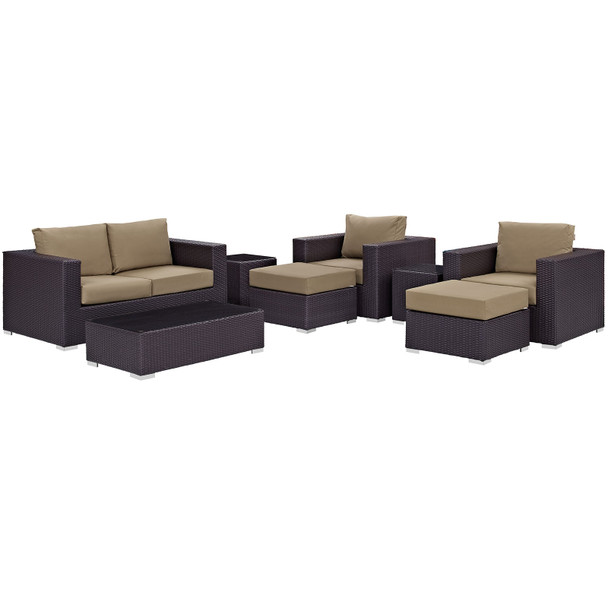 Modway Convene 8 Piece Outdoor Patio Sofa Set EEI-2159-EXP-MOC-SET Espresso Mocha