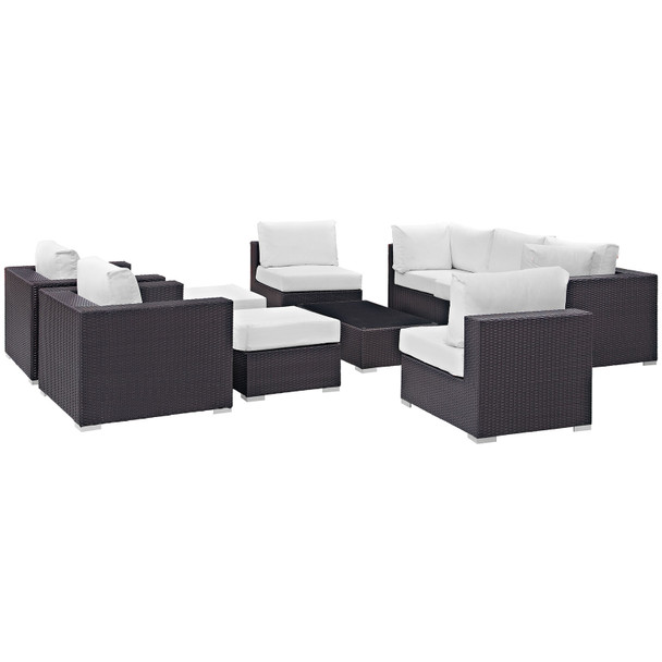 Modway Convene 10 Piece Outdoor Patio Sectional Set EEI-2169-EXP-WHI-SET Espresso White