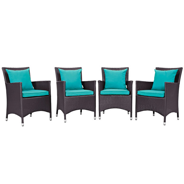 Modway Convene 4 Piece Outdoor Patio Dining Set EEI-2190-EXP-TRQ-SET Espresso Turquoise