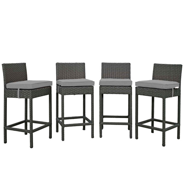 Modway Sojourn 4 Piece Outdoor Patio Sunbrella® Pub Set EEI-2196-CHC-GRY-SET Canvas Gray