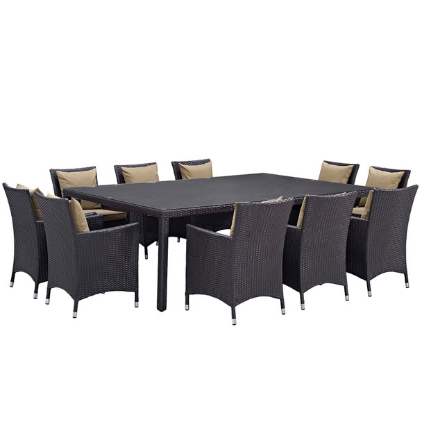 Modway Convene 11 Piece Outdoor Patio Dining Set EEI-2240-EXP-MOC-SET Espresso Mocha