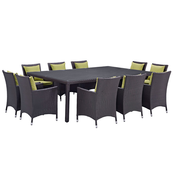 Modway Convene 11 Piece Outdoor Patio Dining Set EEI-2240-EXP-PER-SET Espresso Peridot