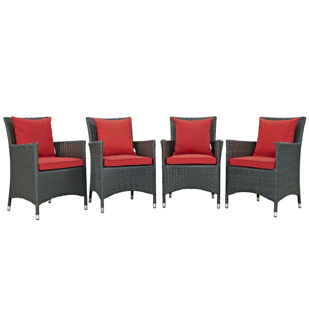 Modway Sojourn 4 Piece Outdoor Patio Sunbrella® Dining Set EEI-2243-CHC-RED-SET Canvas Red