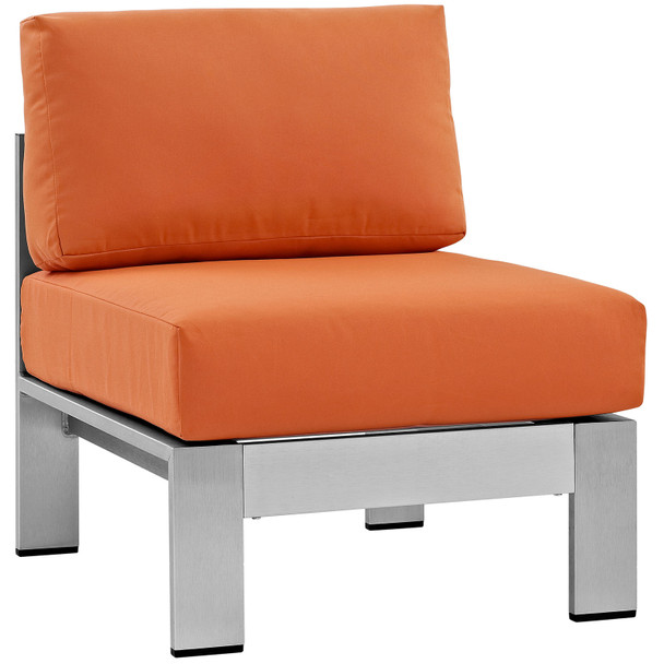 Modway Shore Armless Outdoor Patio Aluminum Chair EEI-2263-SLV-ORA Silver Orange