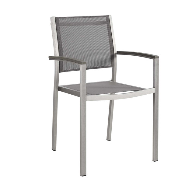 Modway Shore Outdoor Patio Aluminum Dining Chair EEI-2272-SLV-GRY Silver Gray