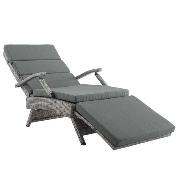 Modway Envisage Chaise Outdoor Patio Wicker Rattan Lounge Chair EEI-2301-LGR-CHA Light Gray Charcoal