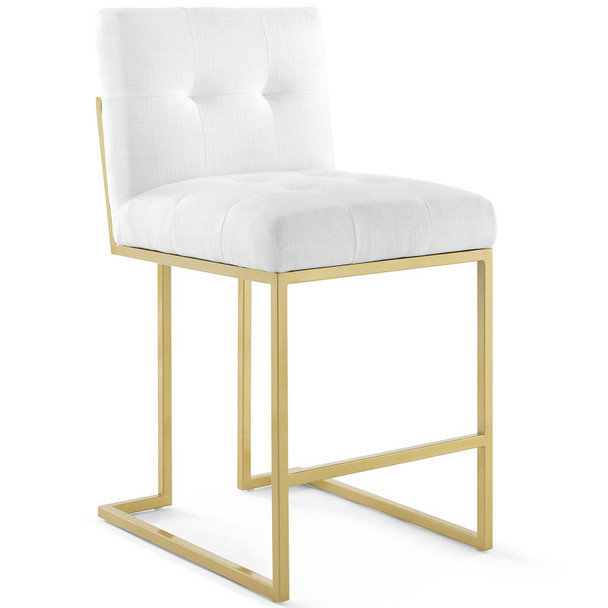 Modway Privy Gold Stainless Steel Upholstered Fabric Counter Stool EEI-3852-GLD-WHI Gold White