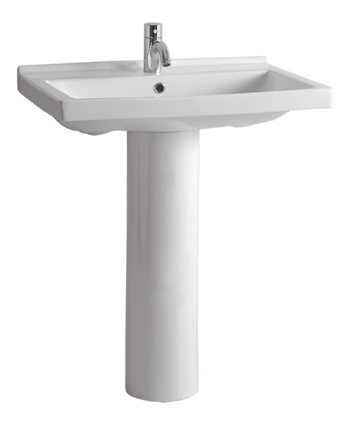 White Haus LU024-LU005-C-1-Hole China Series tubular pedestal with rectangular basin and chrome overflow