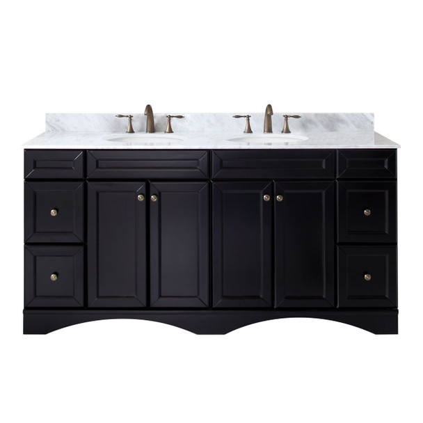 Virtu USA ED-25072-WMRO-ES-NM Avant Styles Talisa 72" Double Bathroom Vanity in Espresso with Italian Carrara White Marble Top and Round Sink