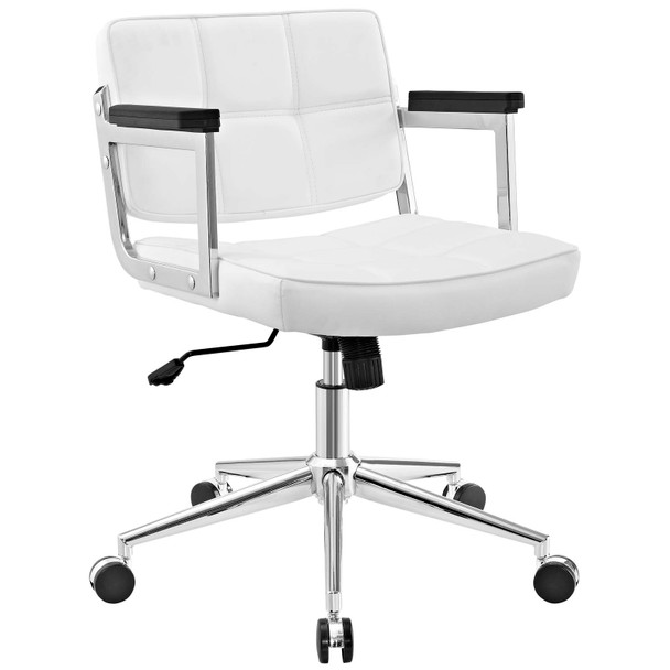 Modway Portray Mid Back Upholstered Vinyl Office Chair EEI-2686-WHI White