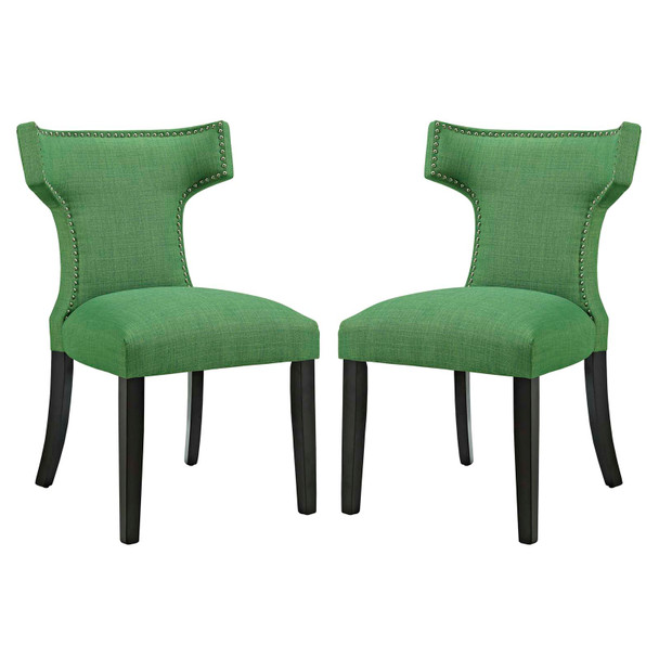 Modway Curve Dining Side Chair Fabric Set of 2 EEI-2741-GRN-SET Kelly Green