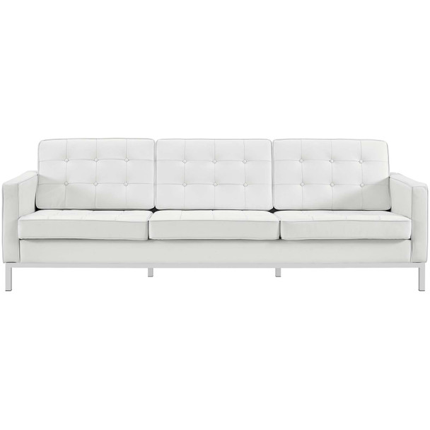 Modway Loft Leather Sofa EEI-2779-WHI Cream White