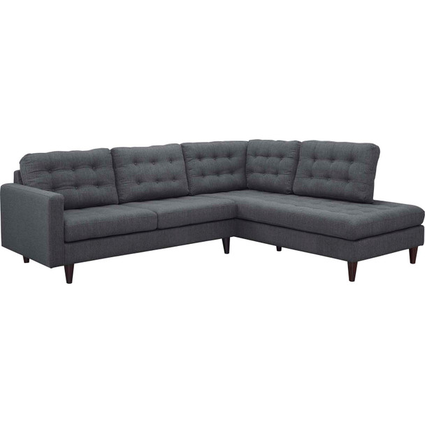 Modway Empress 2 Piece Upholstered Fabric Right Facing Bumper Sectional EEI-2797-DOR Gray