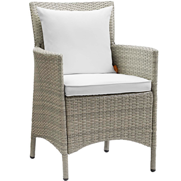 Modway Conduit Outdoor Patio Wicker Rattan Dining Armchair EEI-2802-LGR-WHI Light Gray White