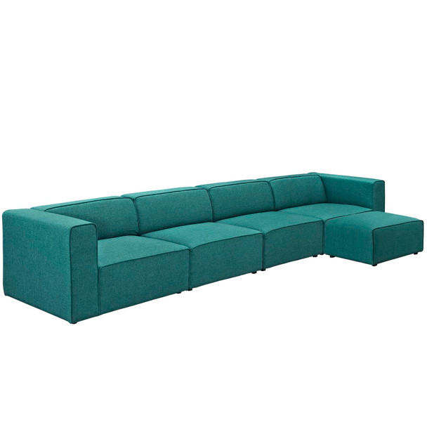 Modway Mingle 5 Piece Upholstered Fabric Sectional Sofa Set EEI-2833-TEA Teal