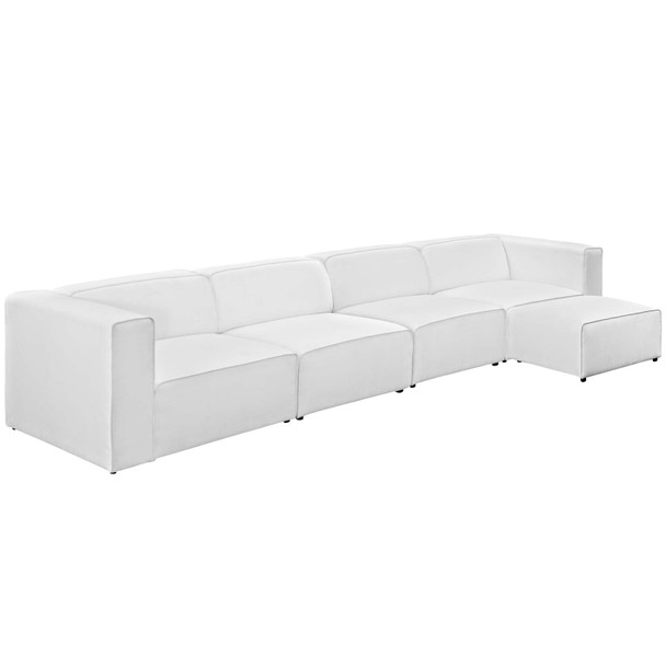Modway Mingle 5 Piece Upholstered Fabric Sectional Sofa Set EEI-2833-WHI White