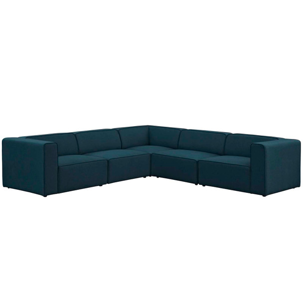 Modway Mingle 5 Piece Upholstered Fabric Sectional Sofa Set EEI-2835-BLU Blue