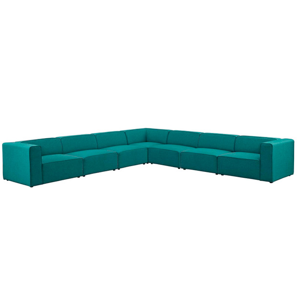 Modway Mingle 7 Piece Upholstered Fabric Sectional Sofa Set EEI-2837-TEA Teal