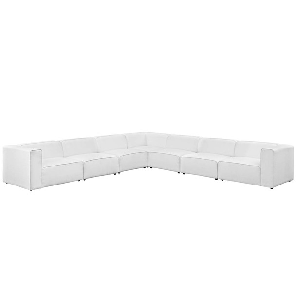 Modway Mingle 7 Piece Upholstered Fabric Sectional Sofa Set EEI-2837-WHI White